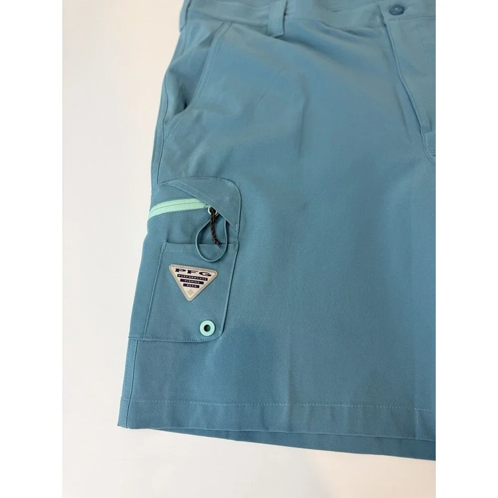 Columbia PFG Omni Shade Fishing Shorts 40 Blue Quick Dry Outdoor